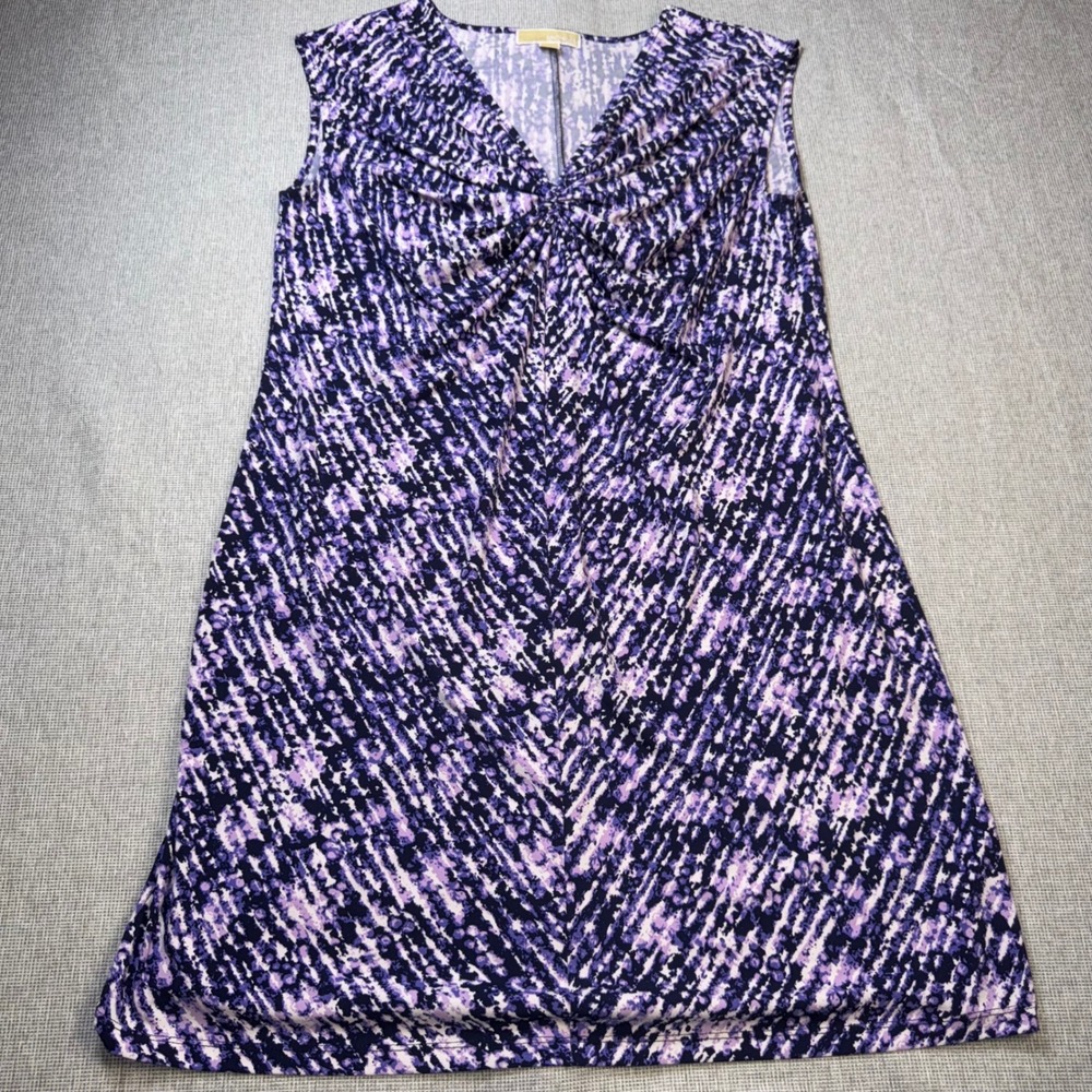 Michael Michael Kors Purple Abstract Knot Front V-Neck Sleeveless Dress XL